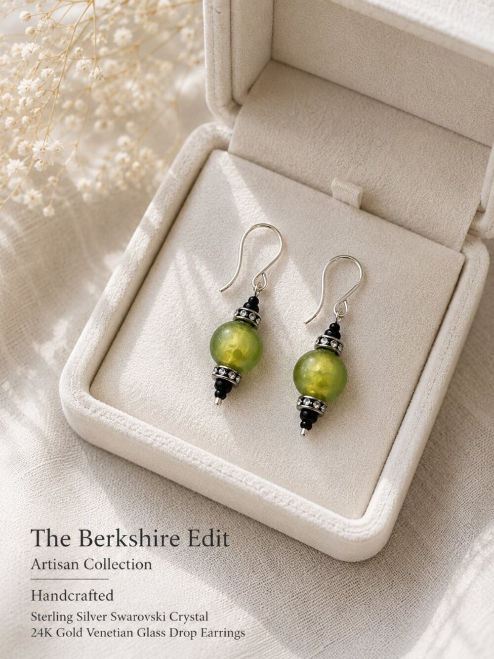 Sterling Silver Venetian Glass & Swarovski Crystal Earrings | Artisan Studio